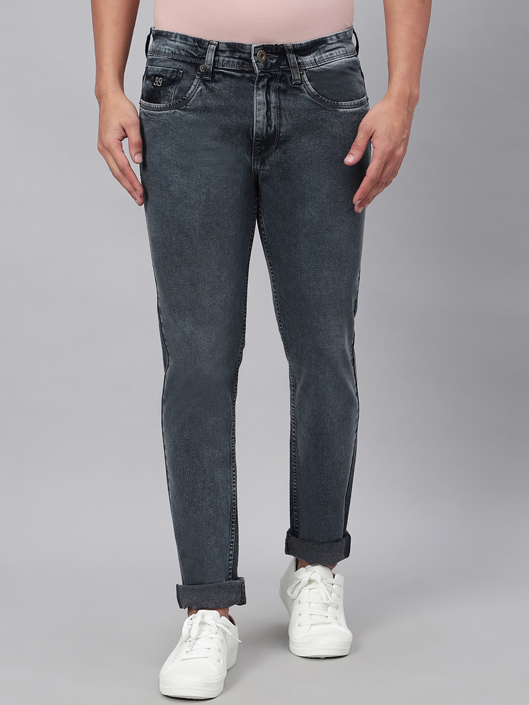

HJ HASASI Men Relaxed Fit Heavy Fade Stretchable Jeans, Grey