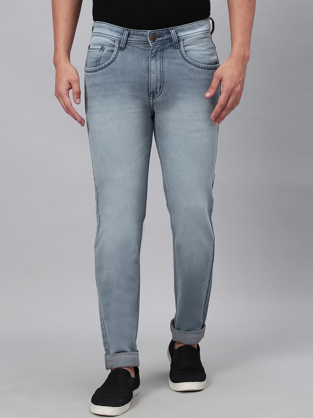 

HJ HASASI Men Relaxed Fit Heavy Fade Stretchable Jeans, Black