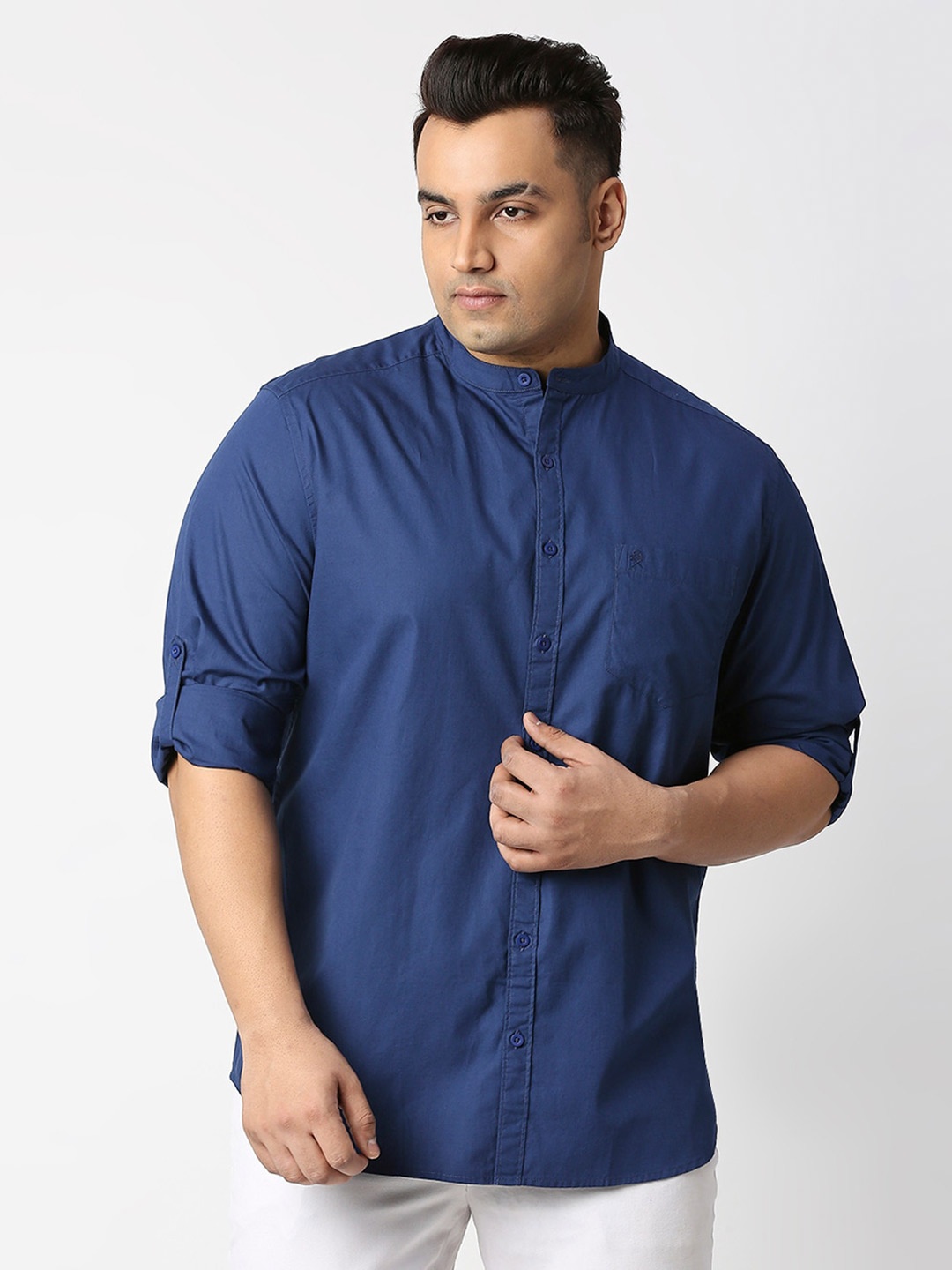 

Thomas Scott Plus Size Premium Slim Fit Pure Cotton Casual Shirt, Blue