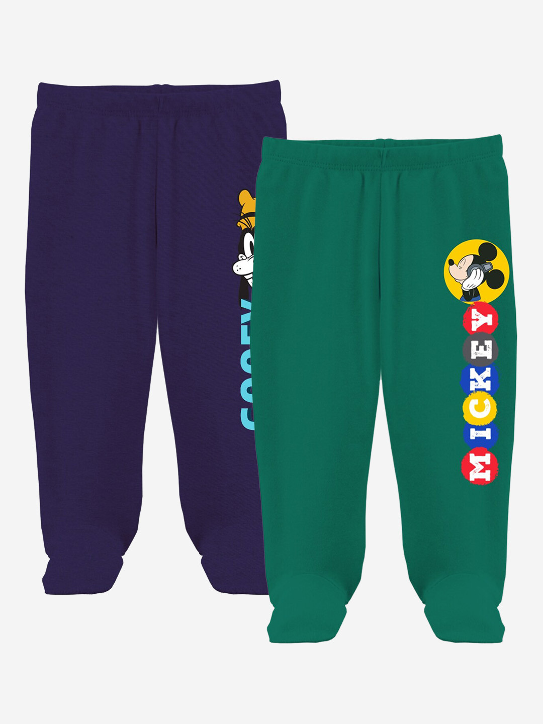 

Minicult Unisex Kids Pack of 2 Footed Cotton Lounge Pants, Green