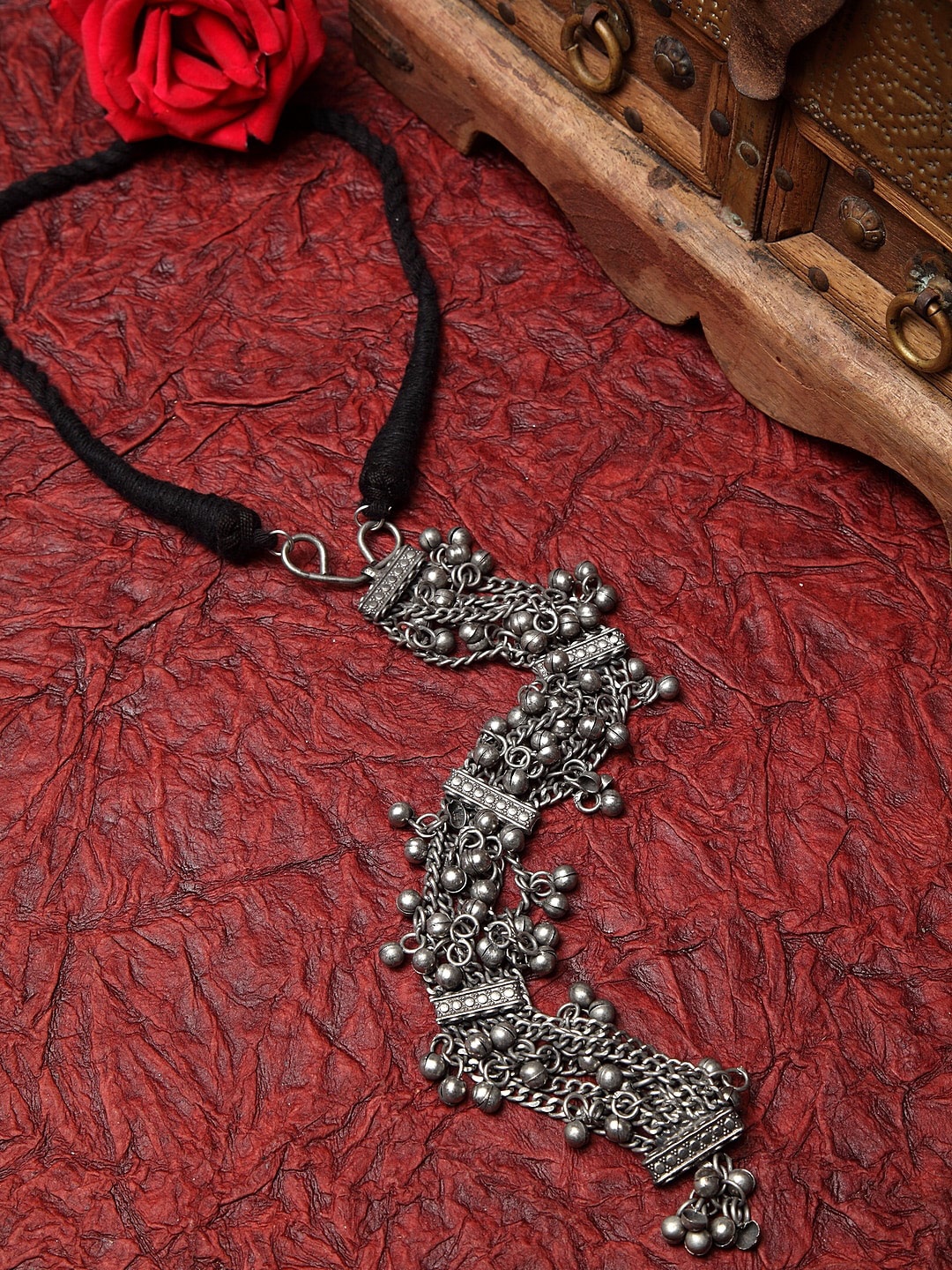 

Moedbuille Brass Silver-Plated Oxidised Necklace
