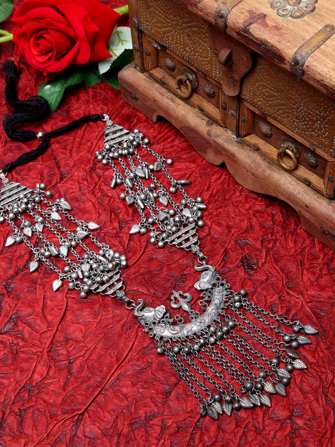 

Moedbuille Brass Silver-Plated Tasselled Necklace