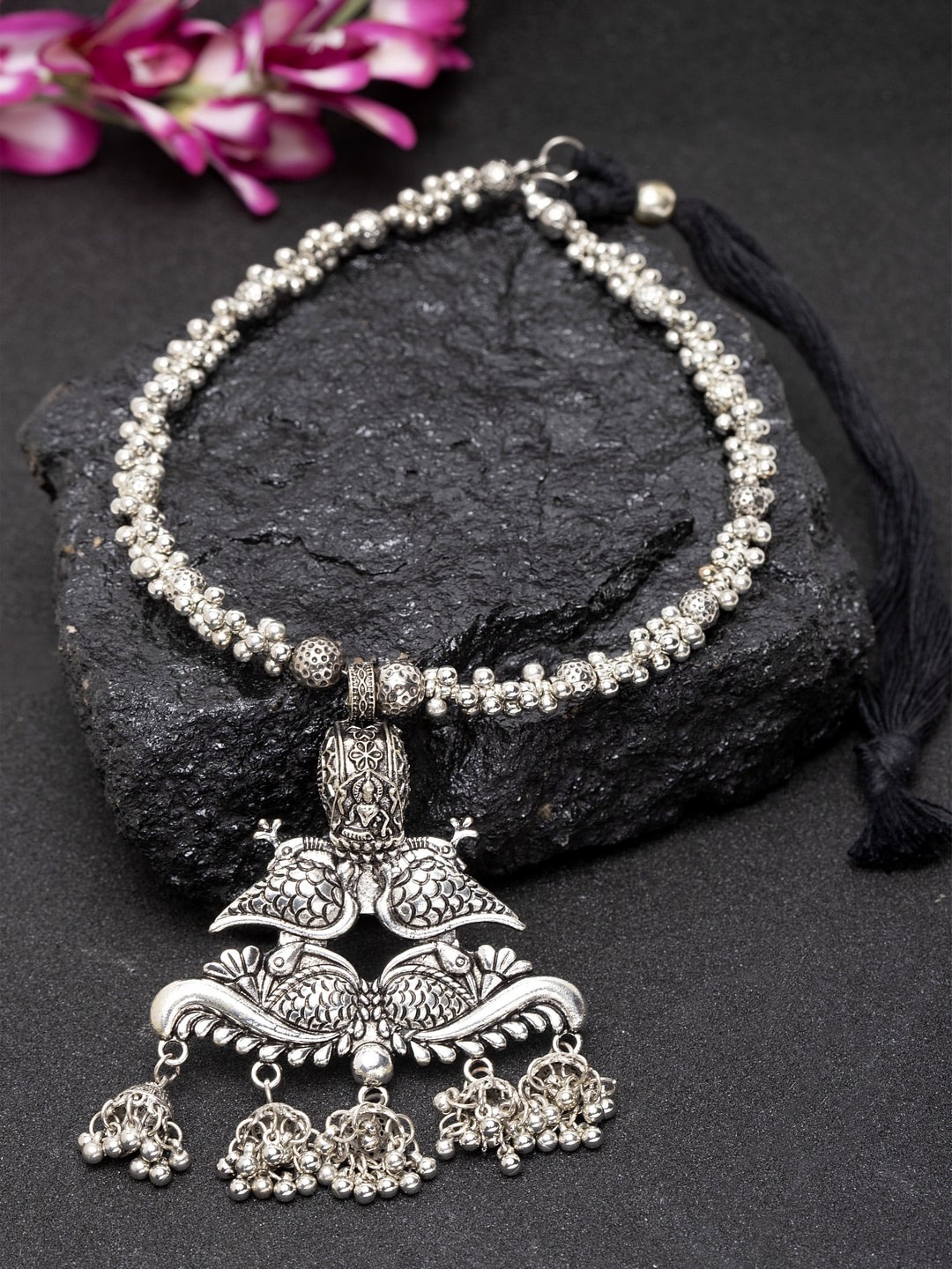 

Moedbuille Brass Silver-Plated Temple Necklace