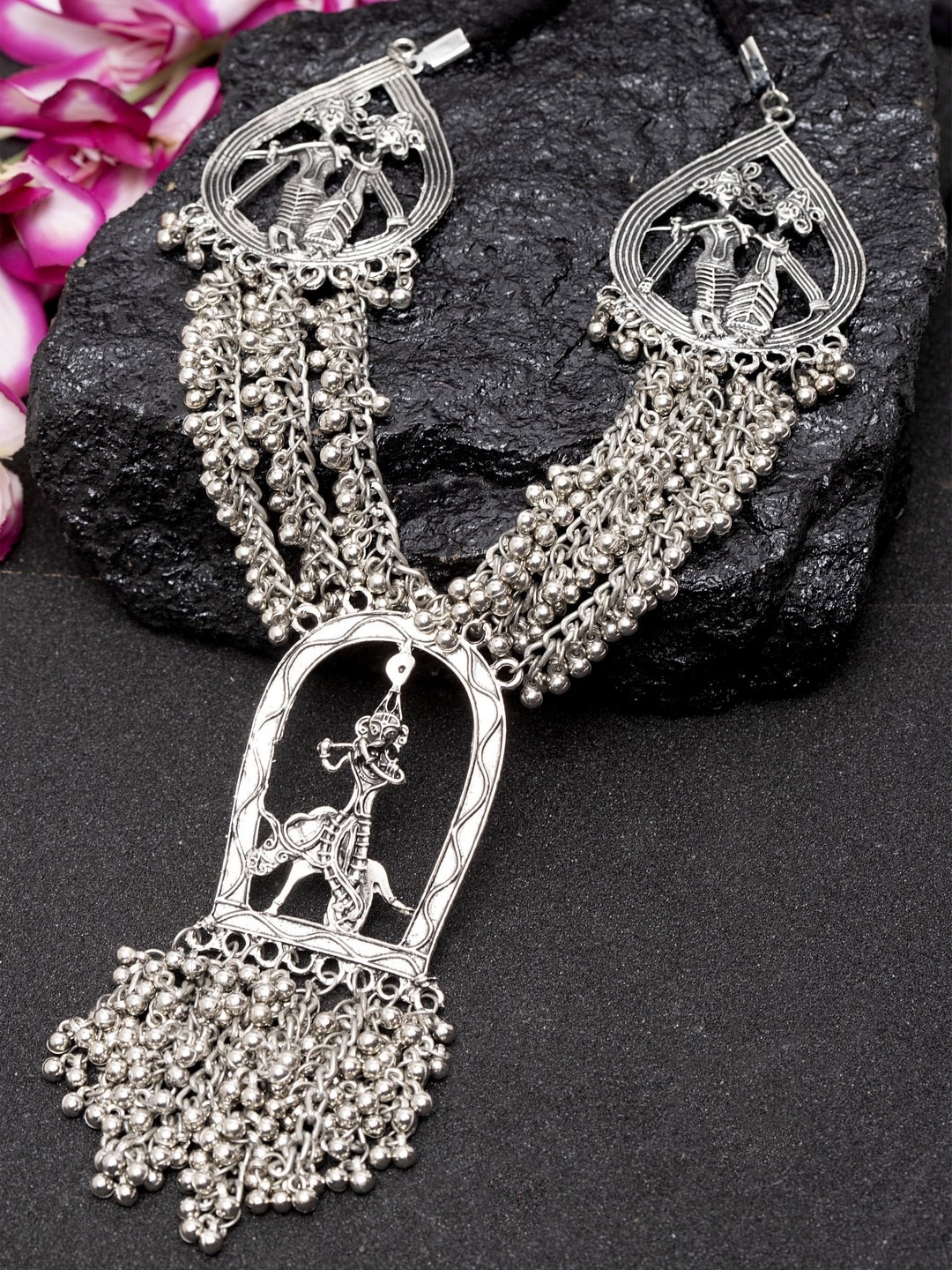 

Moedbuille Brass Silver-Plated Temple Necklace
