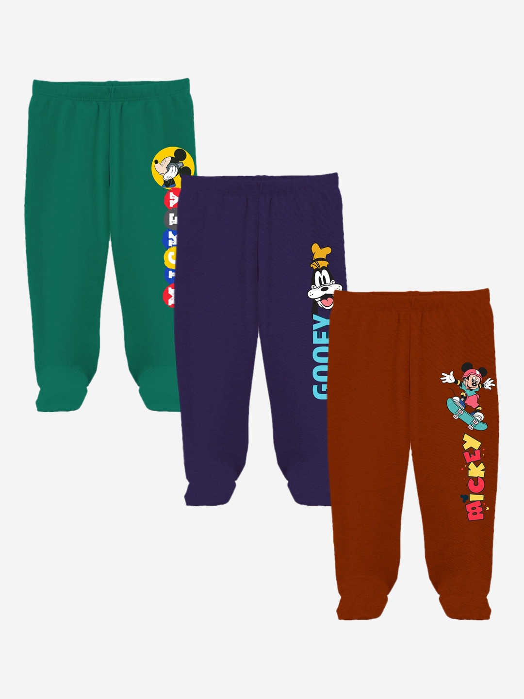 

Minicult Unisex Kids Pack of 3 Footed Cotton Lounge Pants, Red