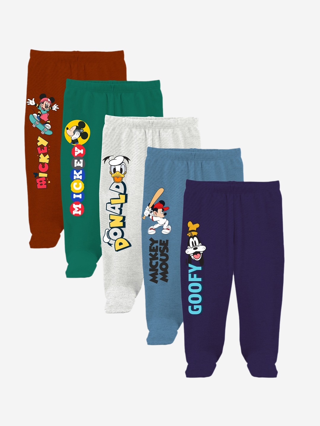 

Minicult Unisex Kids Pack of 5 Footed Cotton Lounge Pants, Maroon