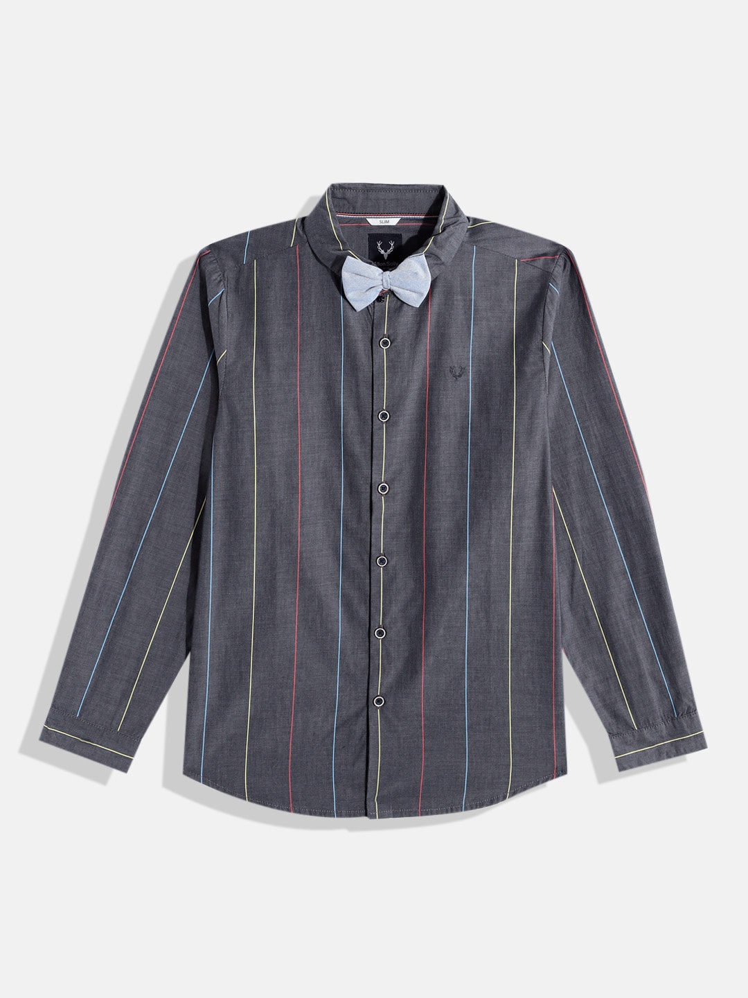 

Allen Solly Junior Boys Slim Fit Striped Pure Cotton Casual Shirt, Grey