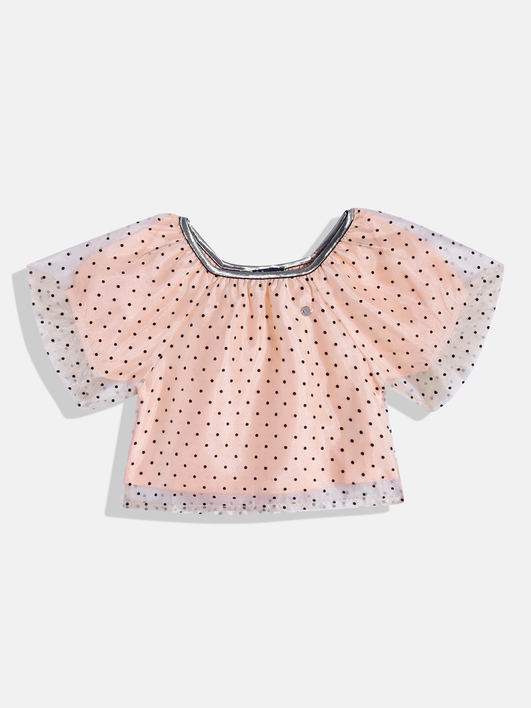 

Allen Solly Junior Girls Polka Dot Print Puff Sleeve Top, Peach