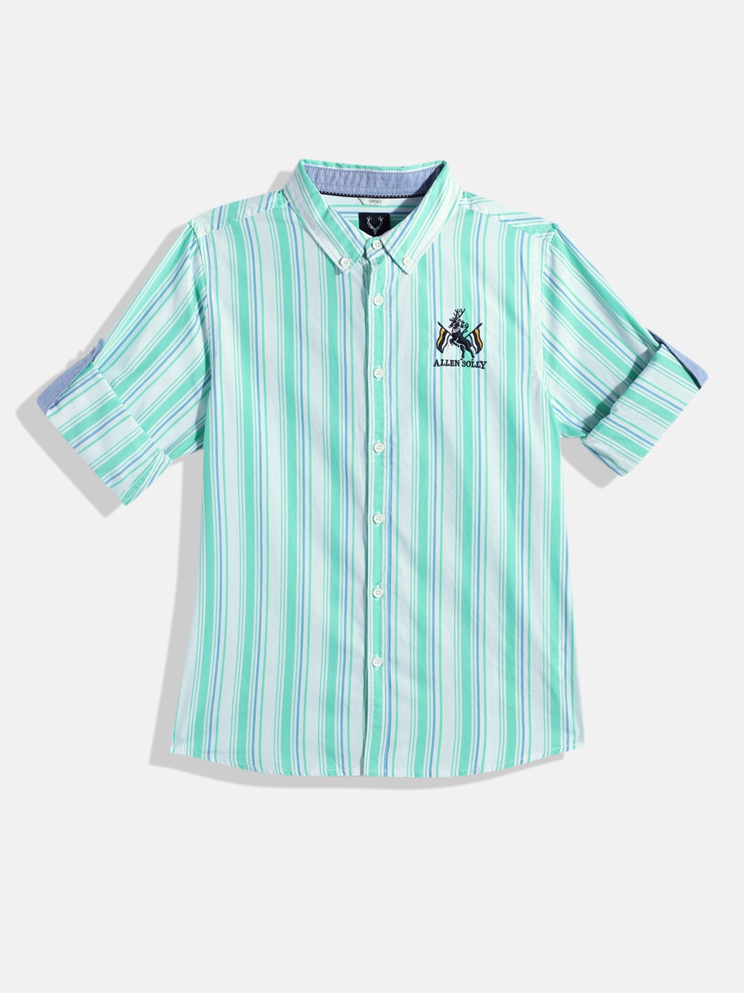 

Allen Solly Junior Boys Striped Pure Cotton Casual Shirt, White