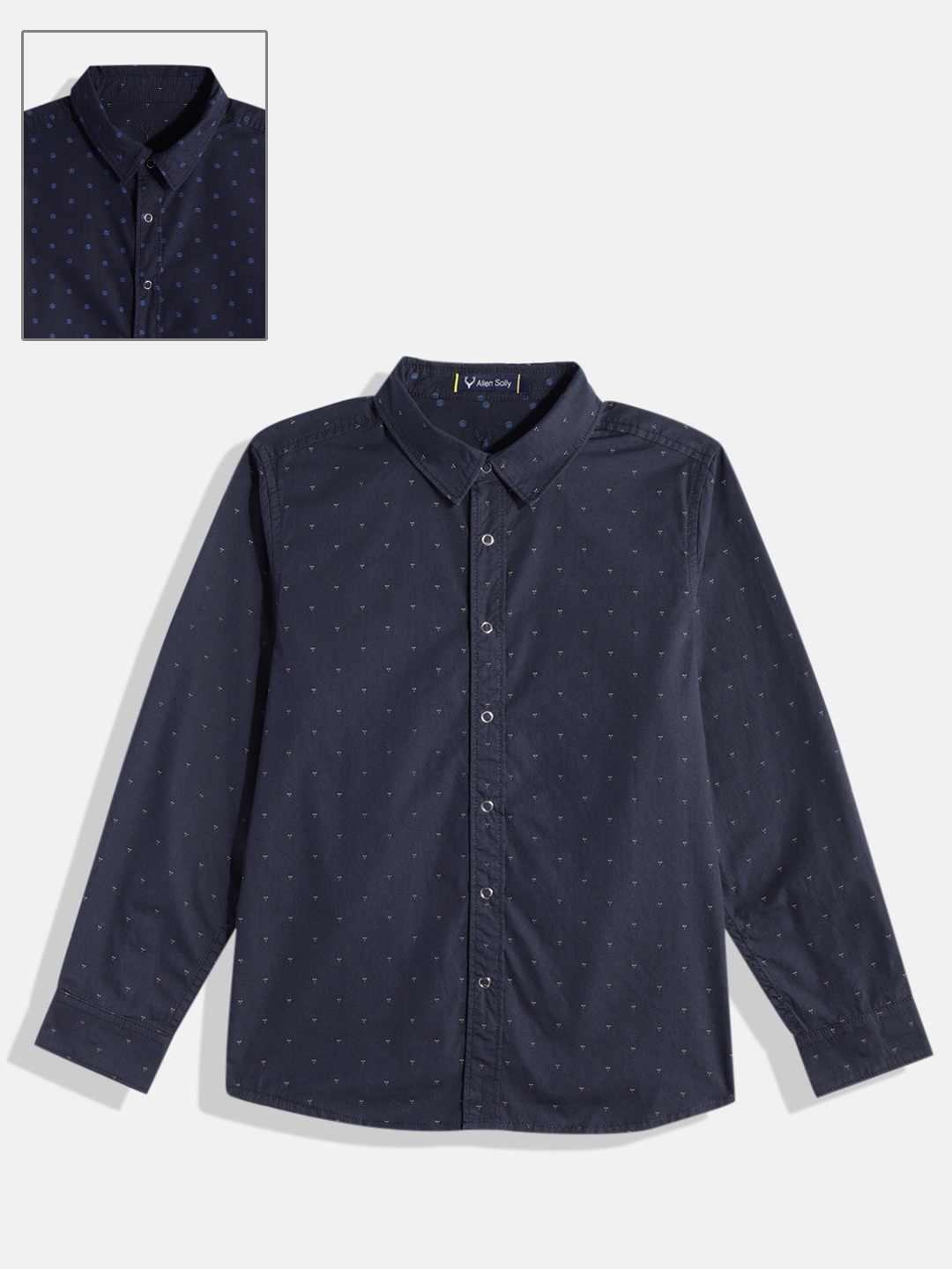 

Allen Solly Junior Boys Pure Cotton Printed Casual Shirt, Navy blue