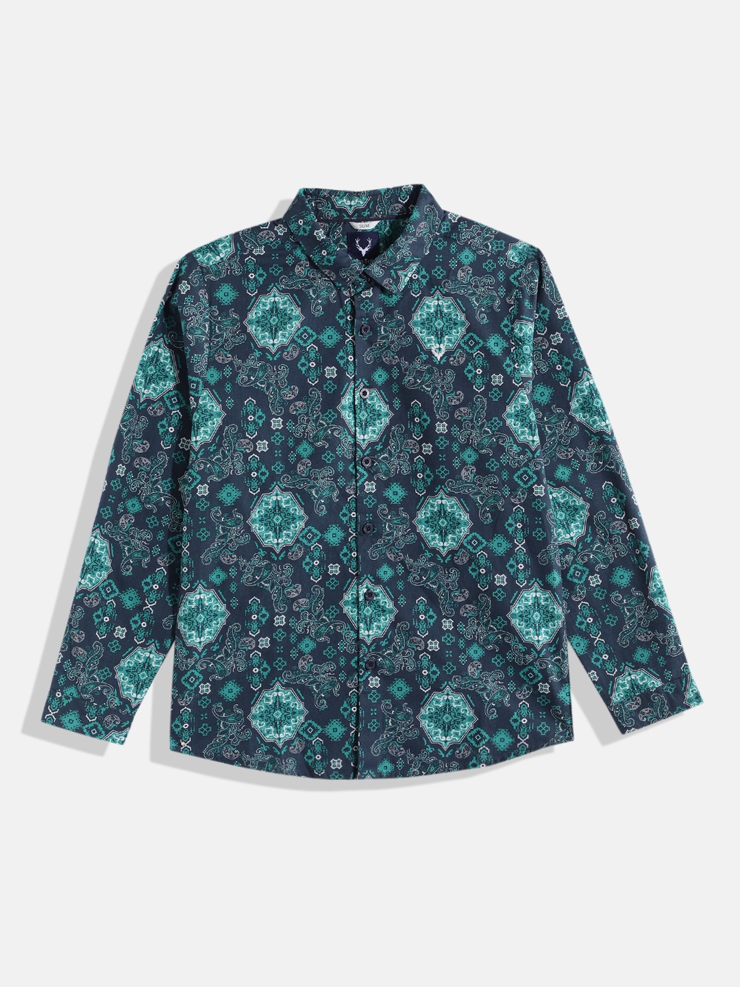 

Allen Solly Junior Boys Ethnic Print Pure Cotton Casual Shirt, Navy blue