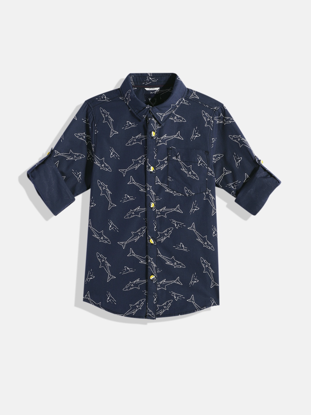 

Allen Solly Junior Boys Printed Pure Cotton Casual Shirt, Navy blue