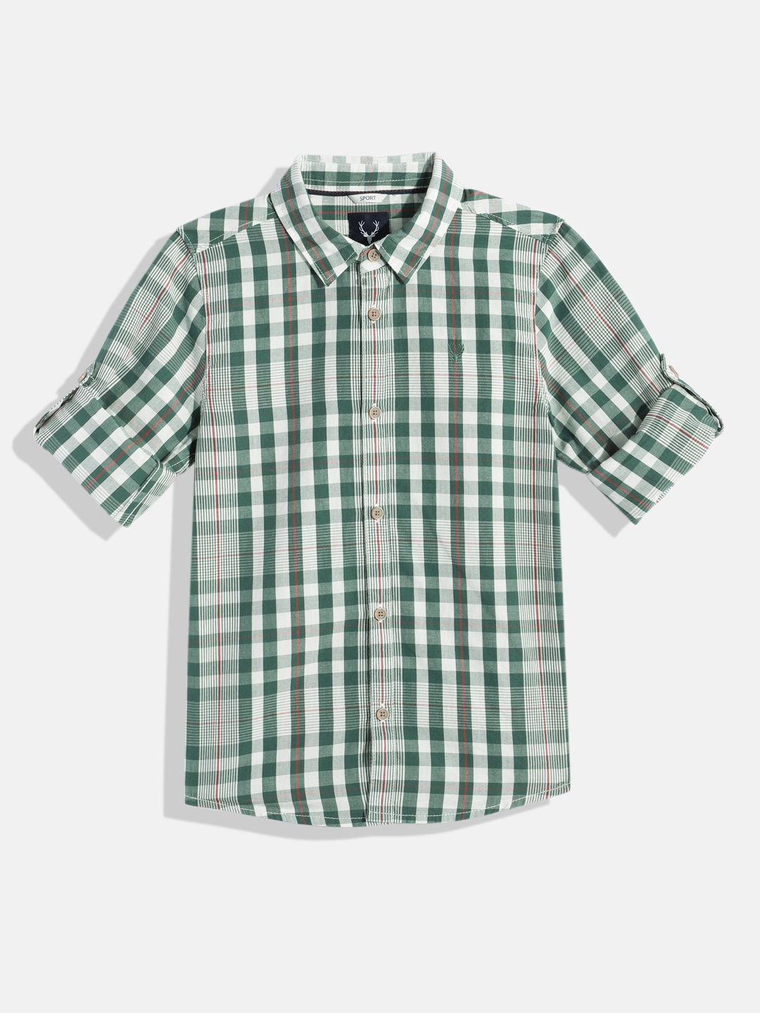 

Allen Solly Junior Boys Gingham Checked Pure Cotton Casual Shirt, White