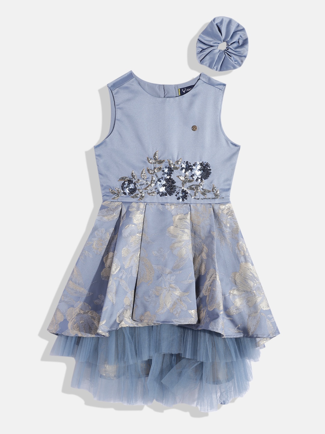 

Allen Solly Junior Girls Embellished Fit & Flare Dress with Hairband, Blue