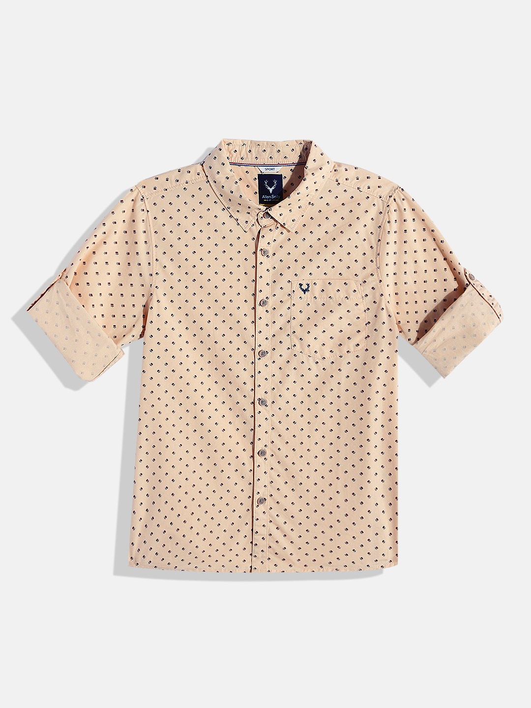 Allen Solly Junior Boys Sport Fit Micro Floral Printed Pure Cotton Casual Shirt, Beige