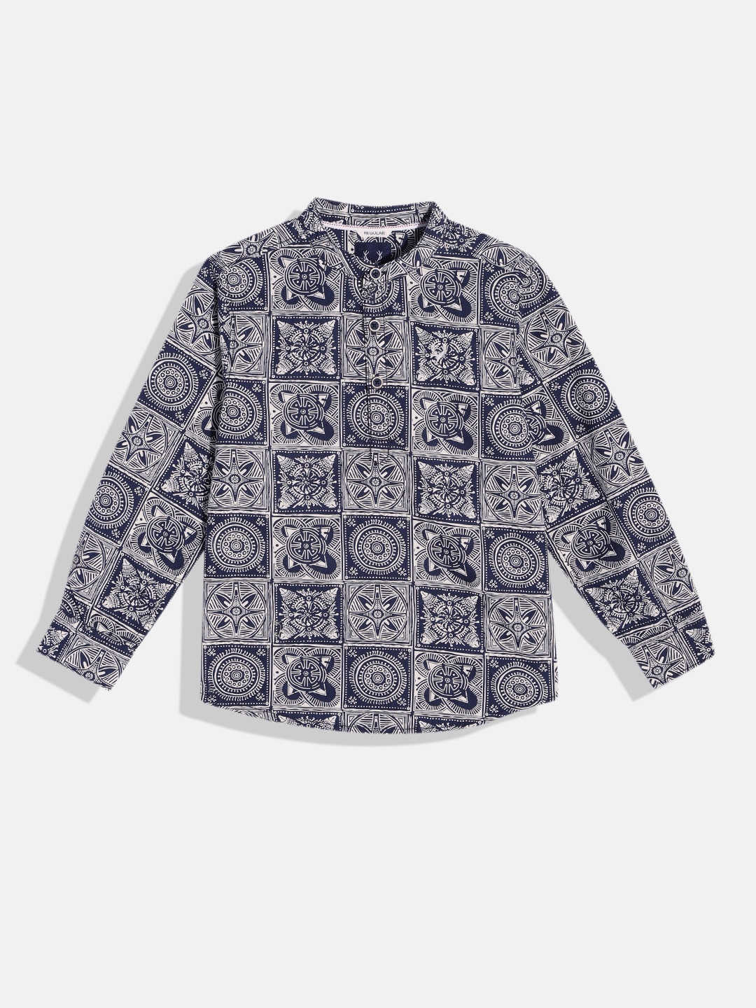 

Allen Solly Junior Boys Pure Cotton Printed Casual Shirt, Navy blue