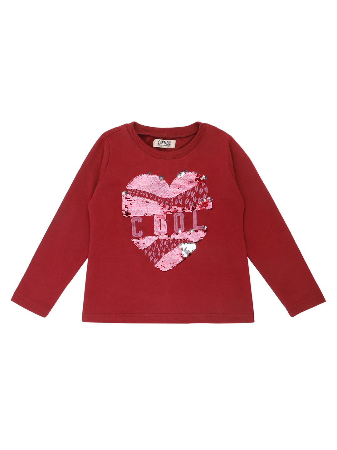

Cantabil Girls Sequined Cotton T-shirt, Maroon
