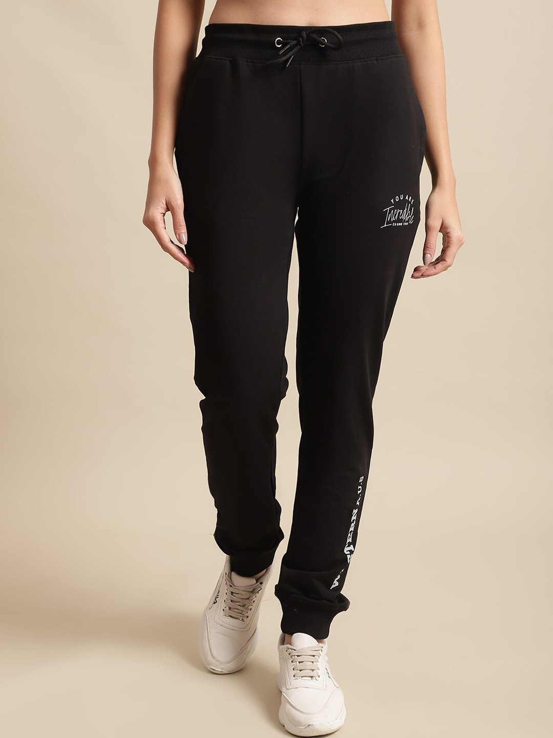 

Cantabil Women Typography Printed Jogger, Black