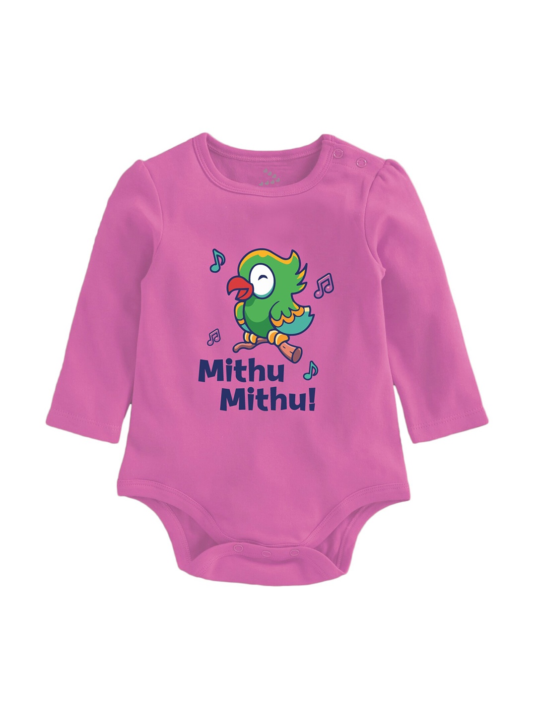 

Zeezeezoo Infant Kids Parrot Mithu Printed Pure Cotton Bodysuit, Pink