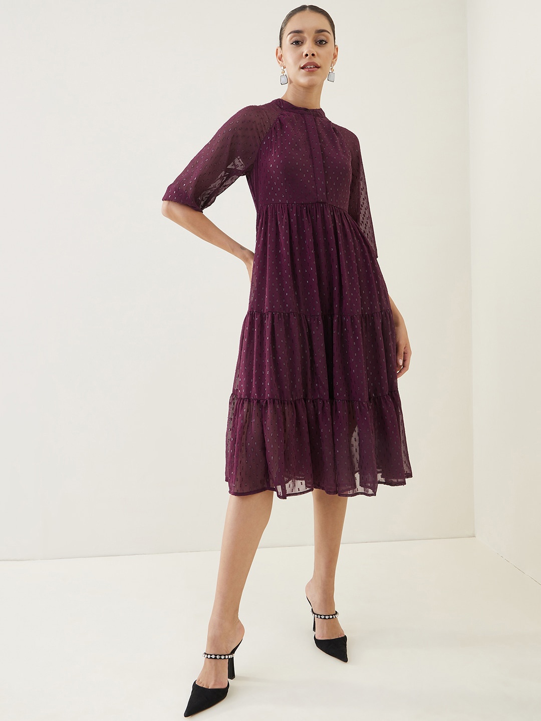 

Femella Georgette Fit and Flare Dress, Maroon