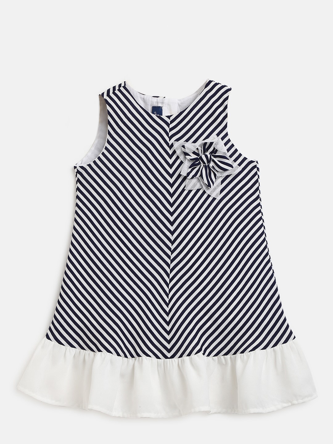 

Chicco Girls Striped Ruffled Cotton A-Line Dress, Black