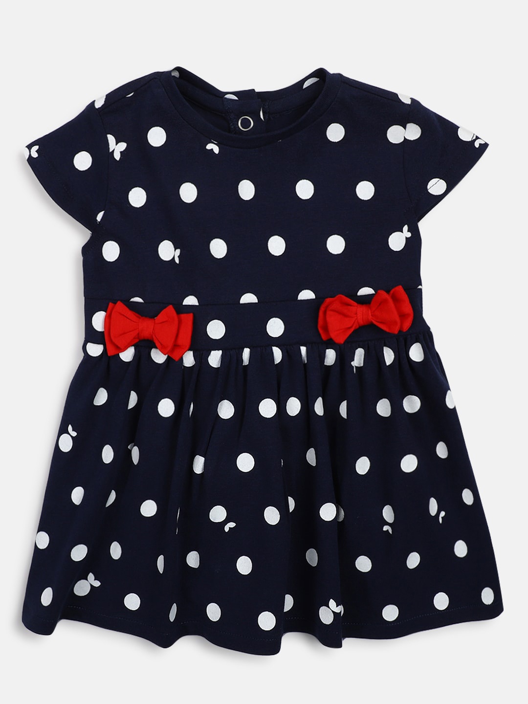 

Chicco Girls Printed Bow Cap Sleeves A-Line Dress, Navy blue