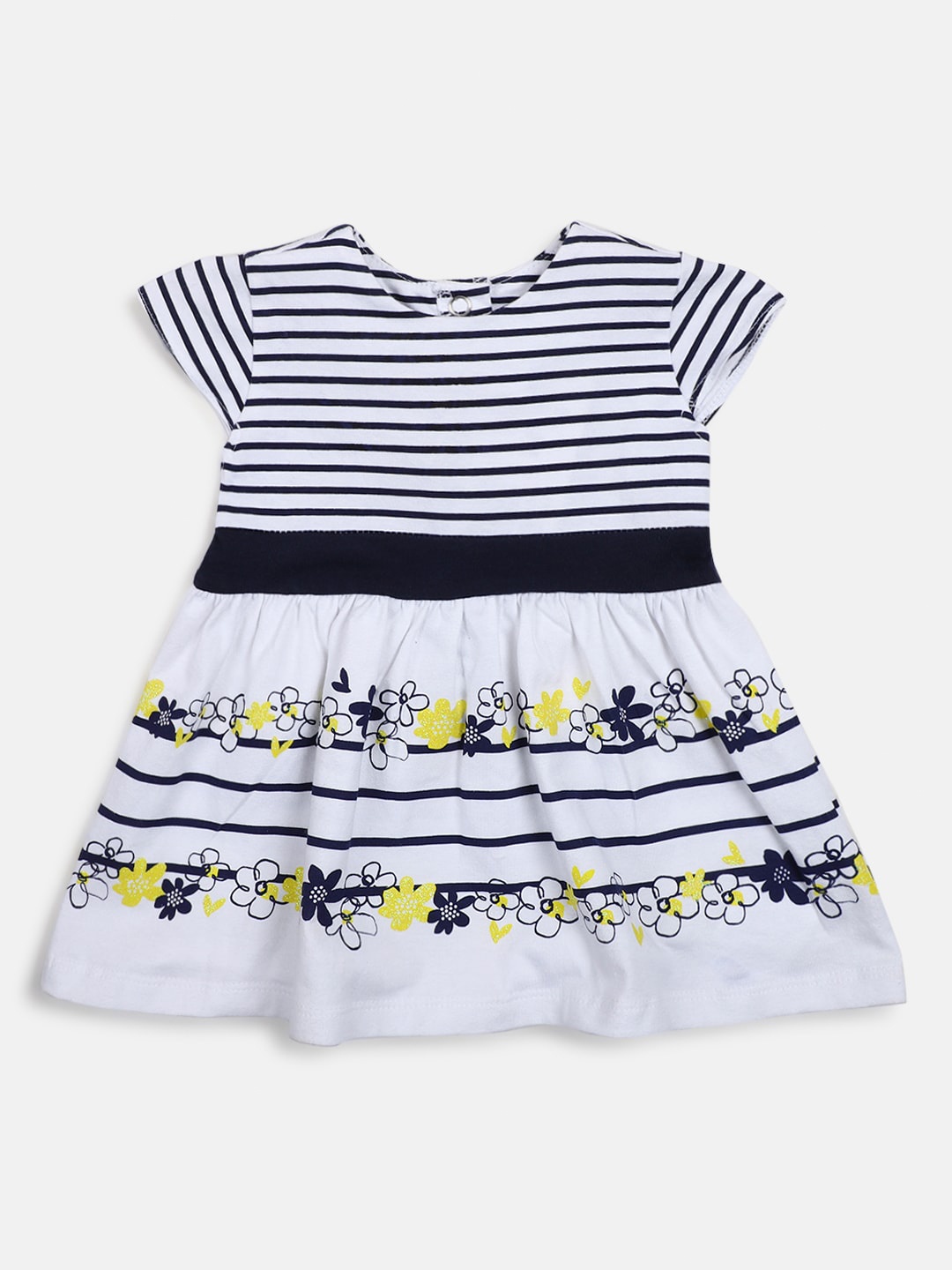 

Chicco Girls Striped Cap Sleeves Fit & Flare Dress, White