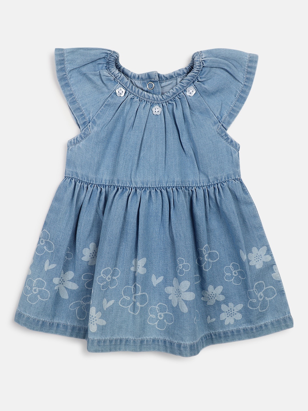 

Chicco Girls Floral Printed Fit & Flare Pure Cotton Cap Sleeves Dress, Blue