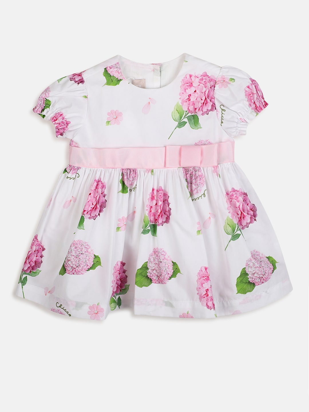 

Chicco Infants Girls Floral Printed Puff Sleeves Cotton Dress, Pink