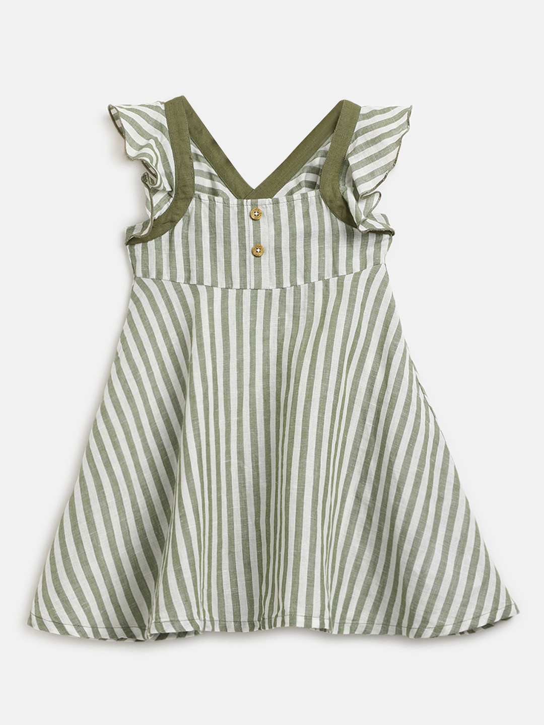 

Chicco Girls Striped A-Line Dress, Olive