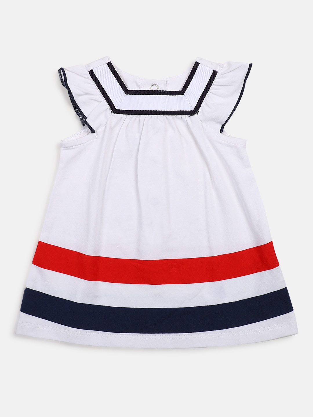 

Chicco Infant Girls Square Neck Striped A-Line Cotton Dress, White