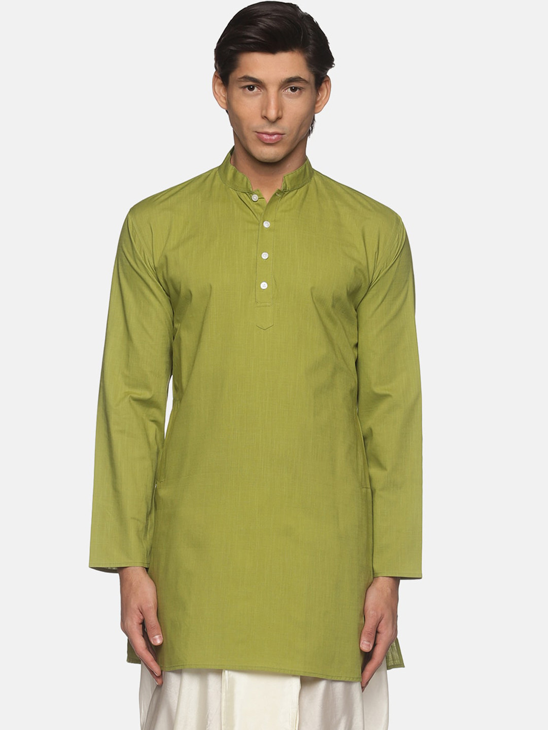 

Sethukrishna Mandarin Collar Long Sleeve Kurta, Green