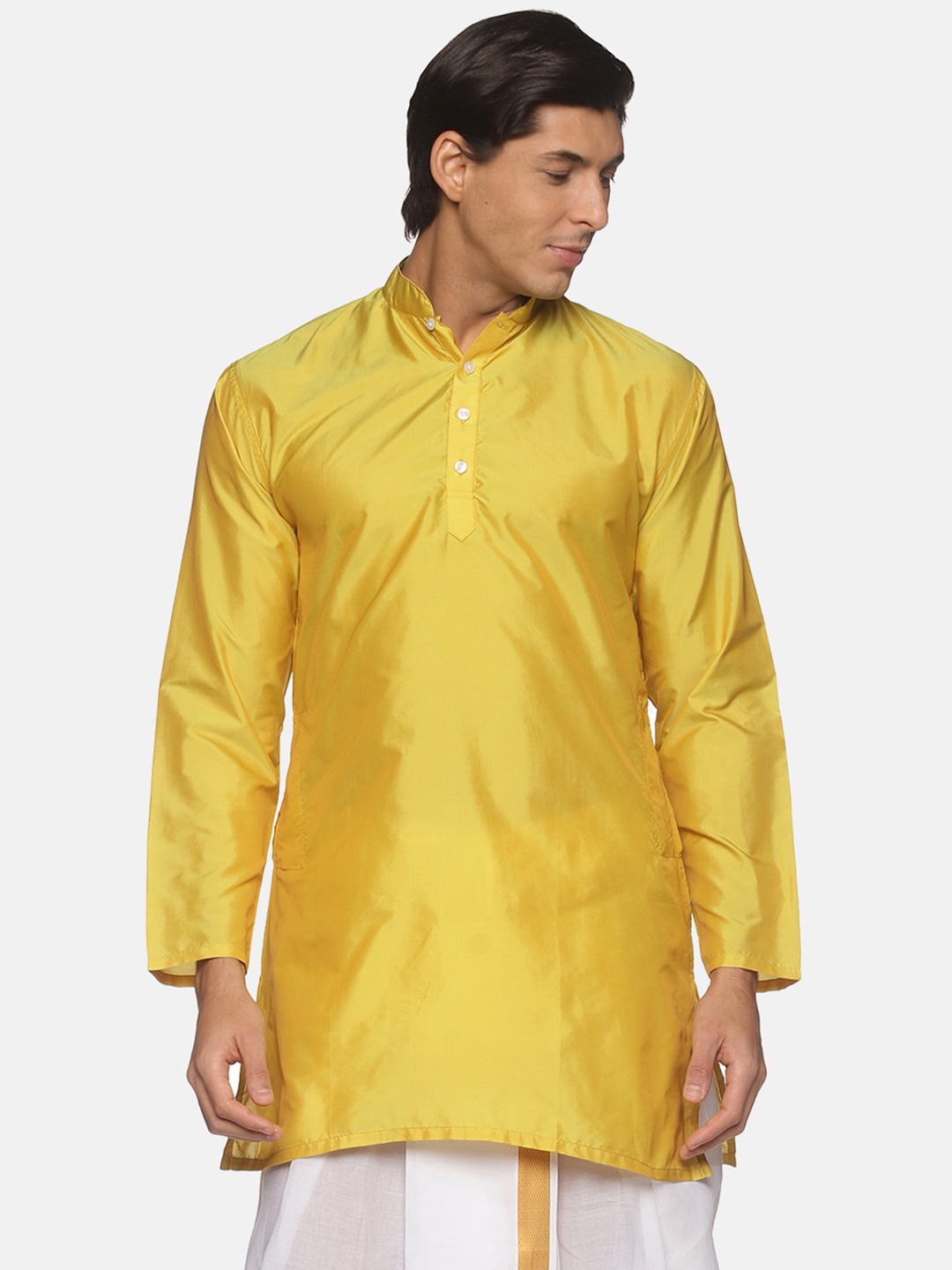 

Sethukrishna Mandarin Collar Long Sleeve Kurta, Yellow