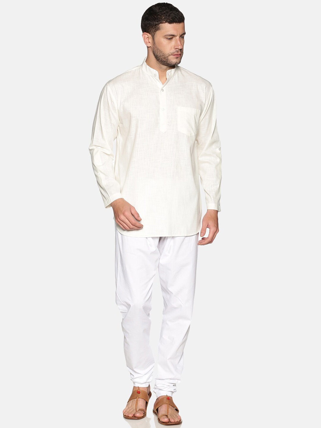 

Sethukrishna Straight Pure Cotton Kurta With Churidar, Cream