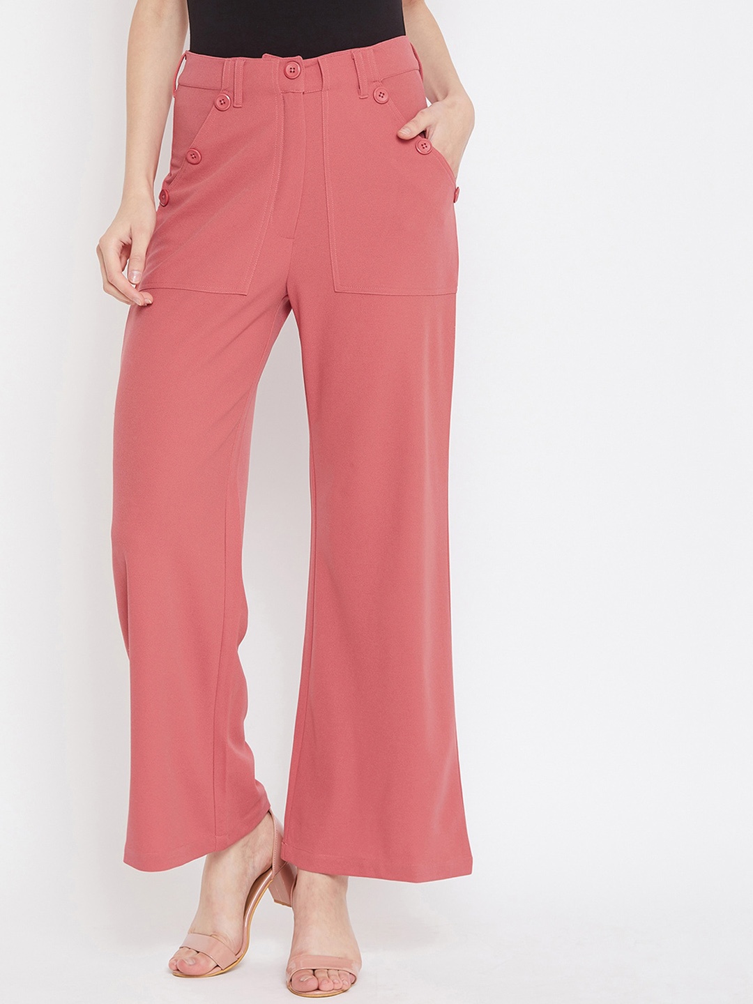 

Zastraa Women High-Rise Parallel Trouser, Peach