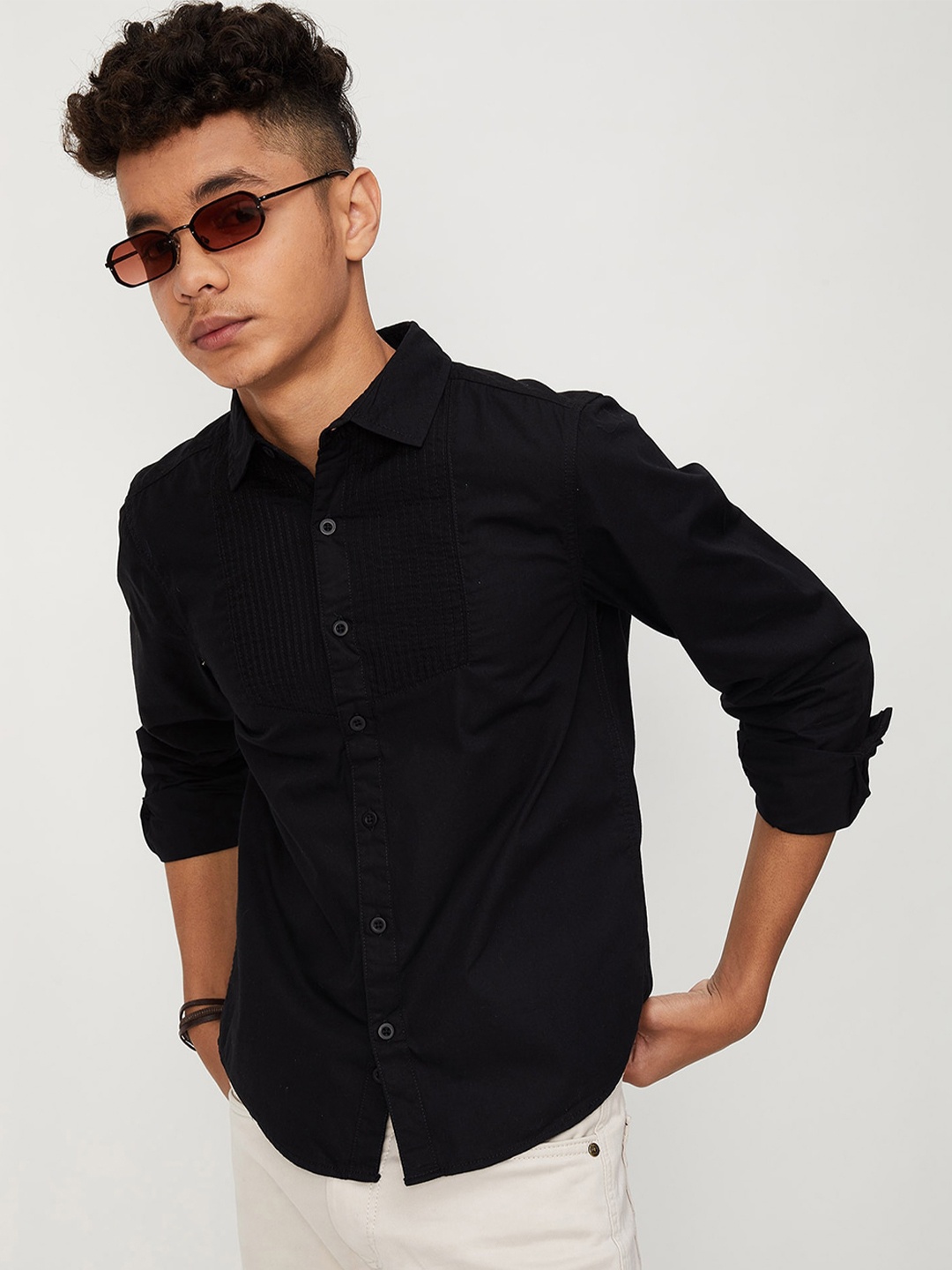 

max Boys Casual Cotton Shirt, Black