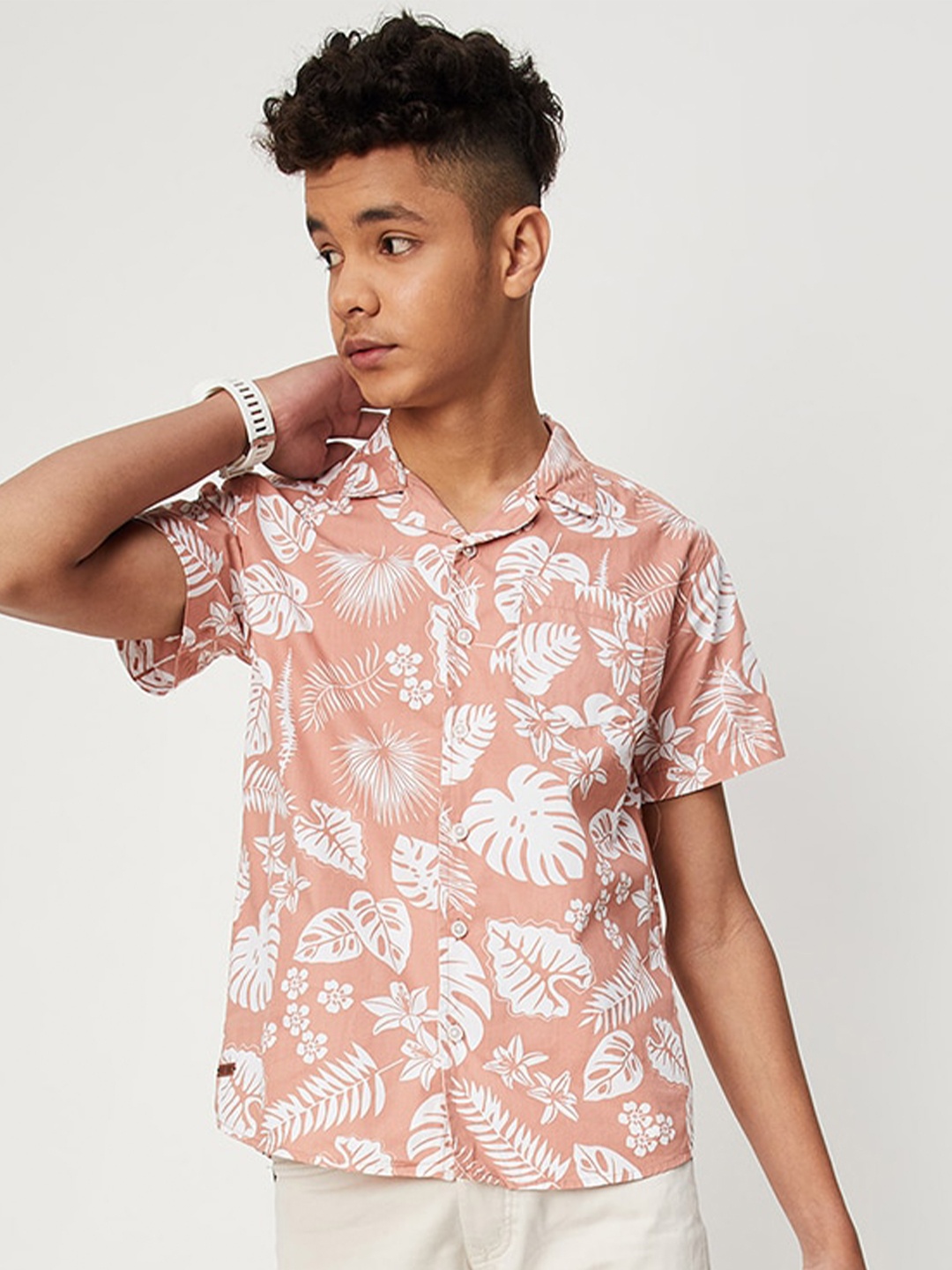 

max Boys Tropical Printed Pure Cotton Casual Shirt, Multi