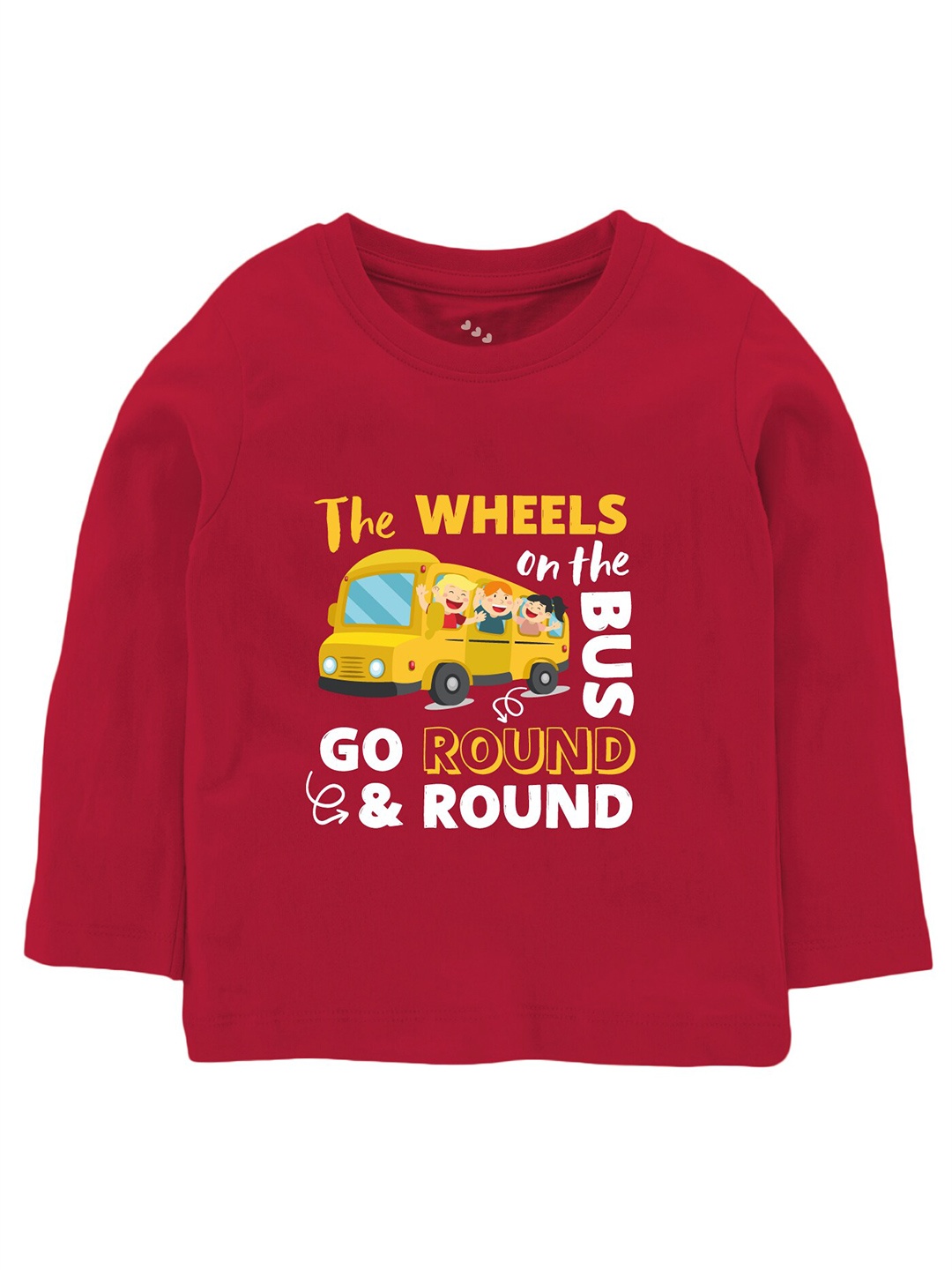 

Zeezeezoo Kids Wheels on the Bus Rhyme Printed Pure Cotton T-shirt, Red