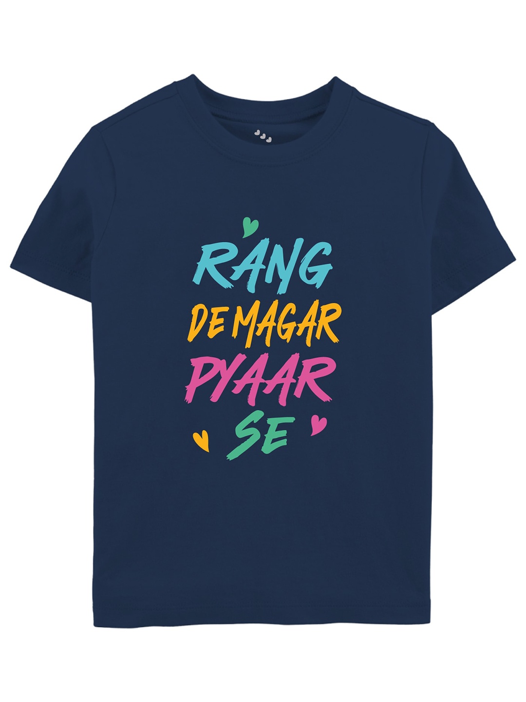 

Zeezeezoo Kids Round Neck Holi Typography Printed Cotton T-shirt, Navy blue