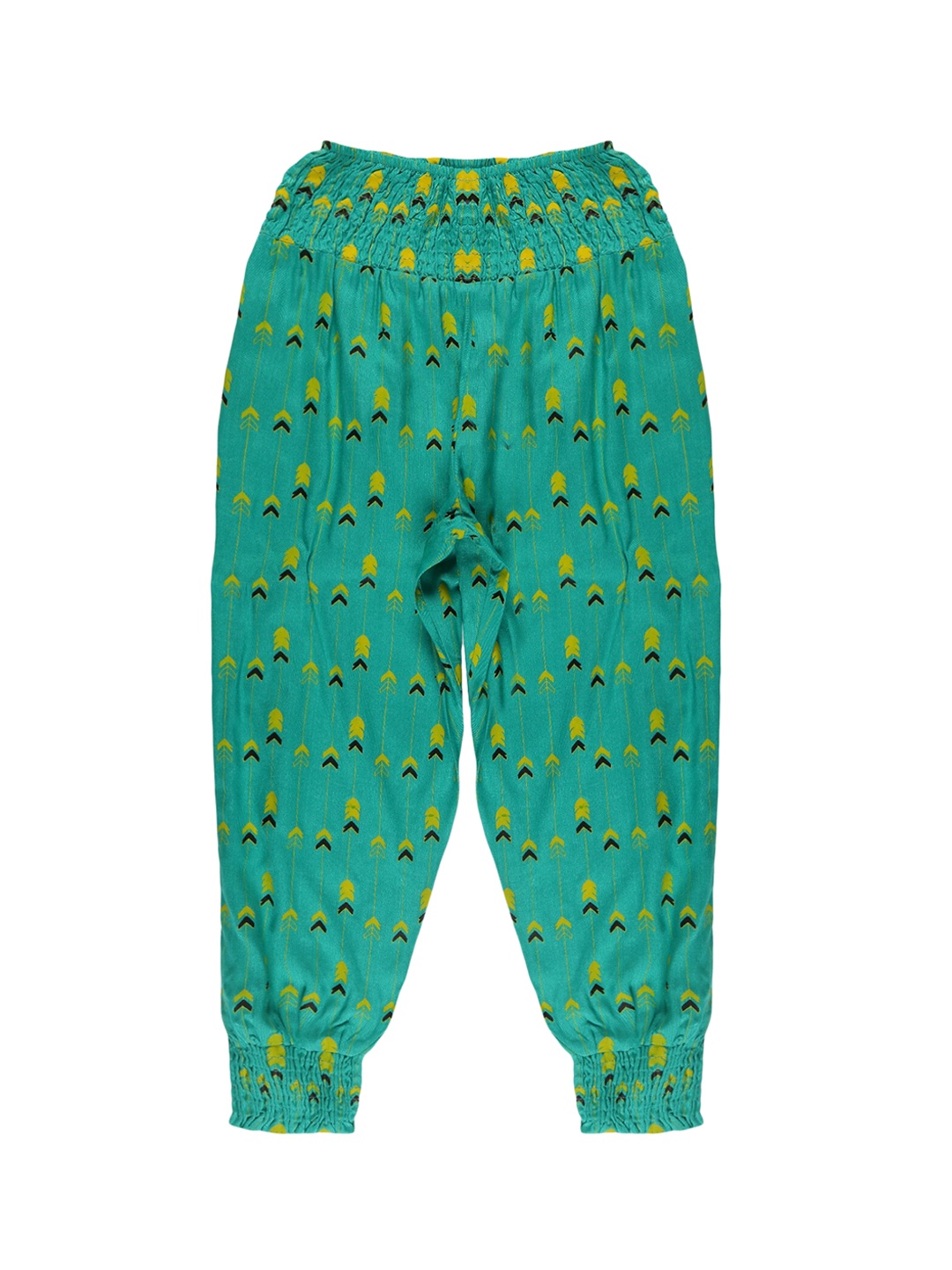 

KiddoPanti Girls Printed Smocking Harem Pants, Green