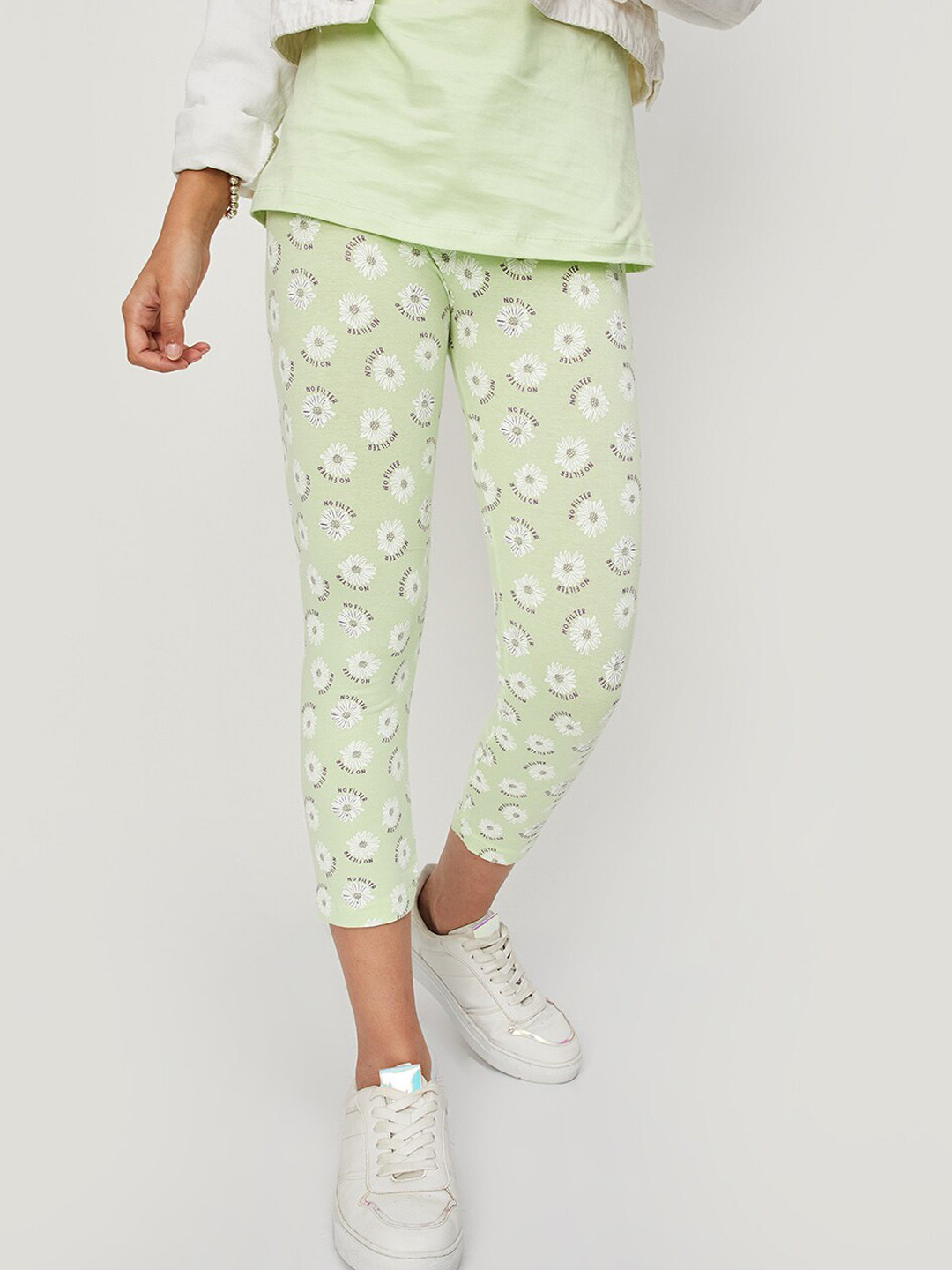 

max Girls Printed Ankle-Length Leggings, Green