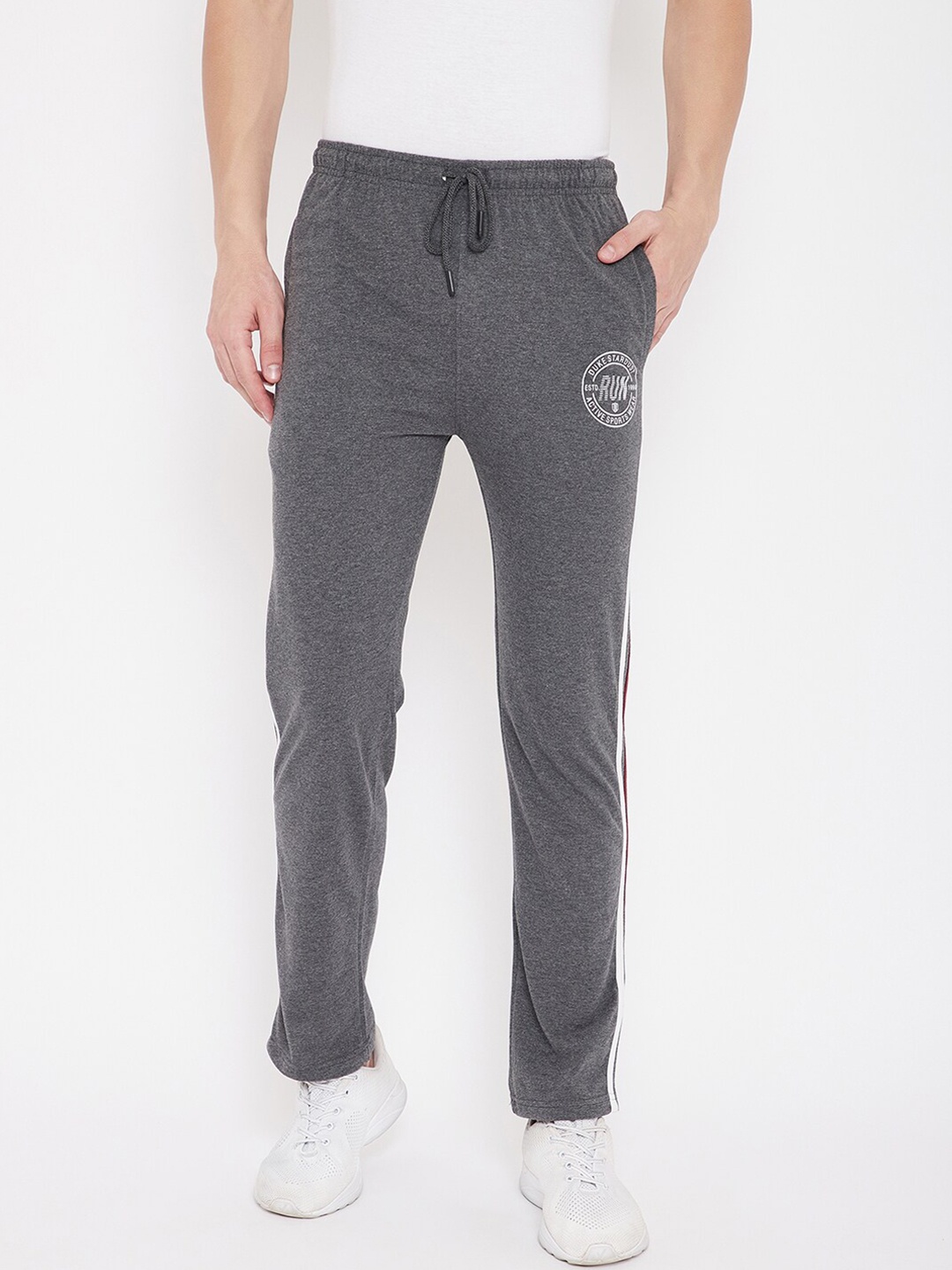 

Duke Men Cotton Regular Fit Track Pants, Grey melange