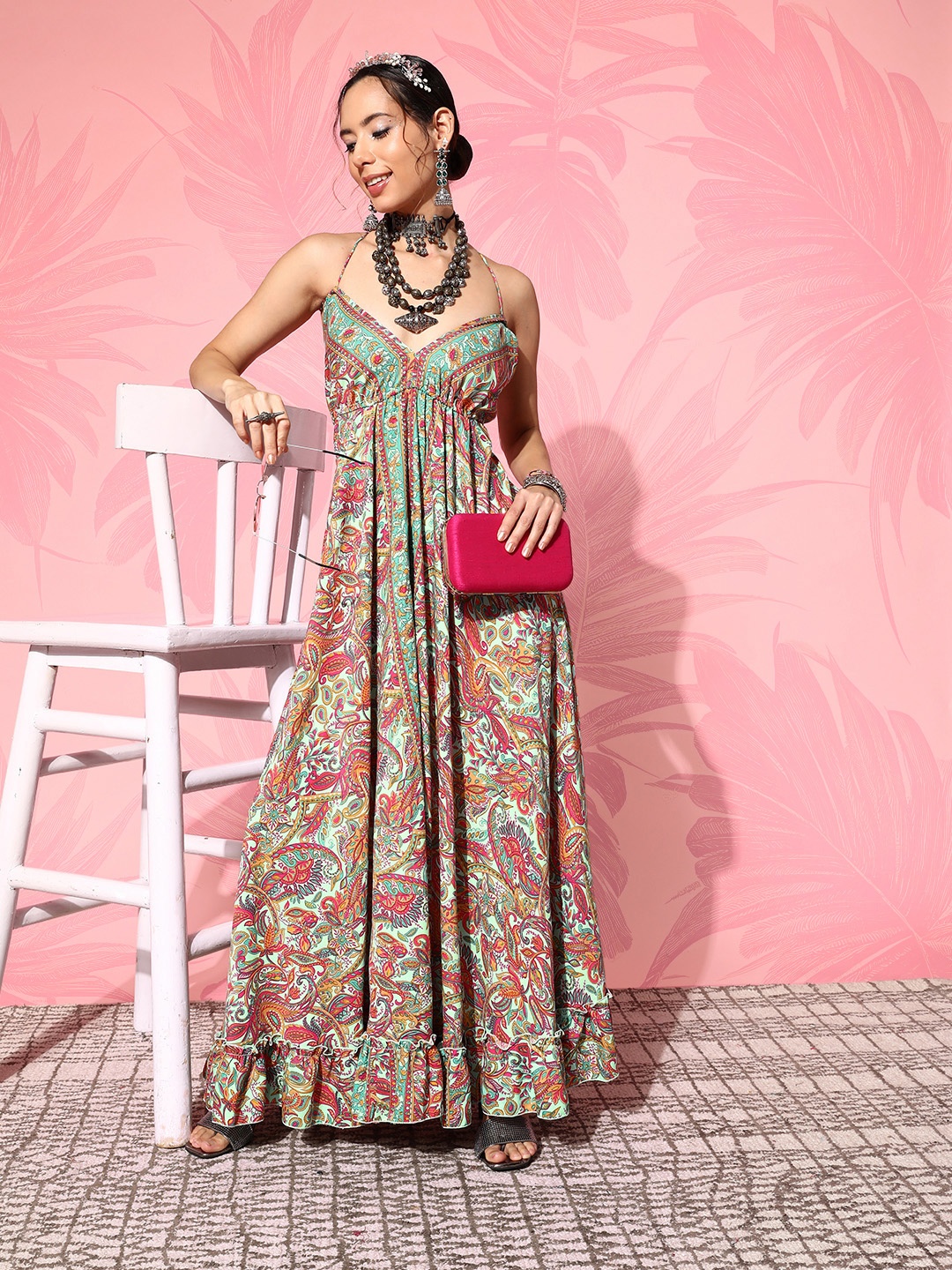 

InWeave Floral Printed Maxi Dress, Sea green