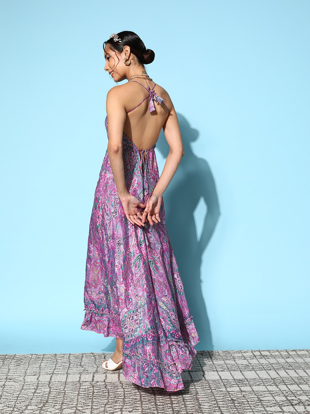 

InWeave Ethnic Motifs Printed Maxi Dress, Pink
