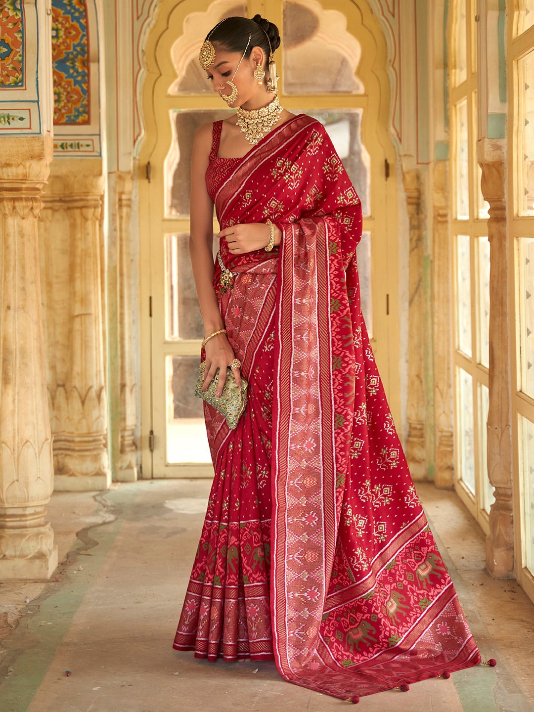 

Anouk Ethnic Motifs Woven Design Patola Saree, Maroon