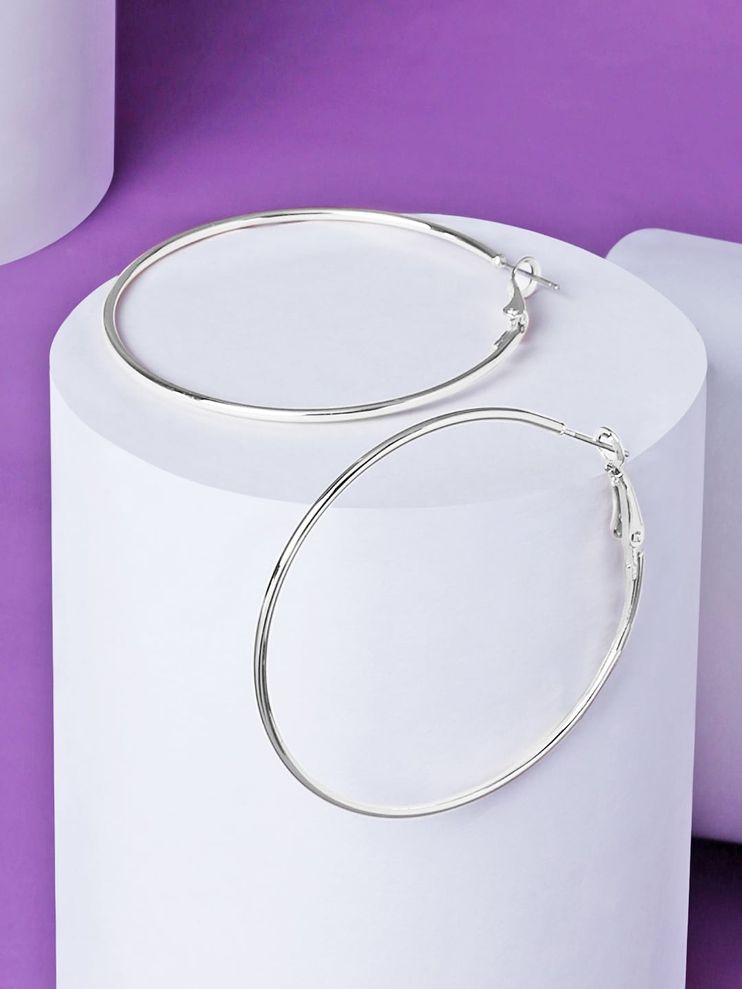 

ToniQ Silver-Plated Circular Hoop Earrings