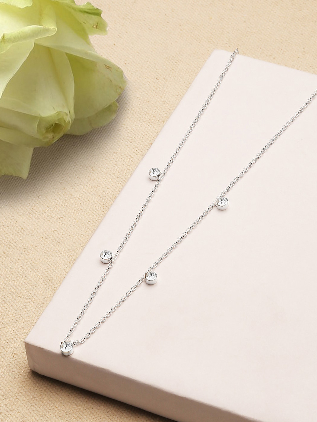 

ToniQ Silver-Plated CZ stone Studded Necklace