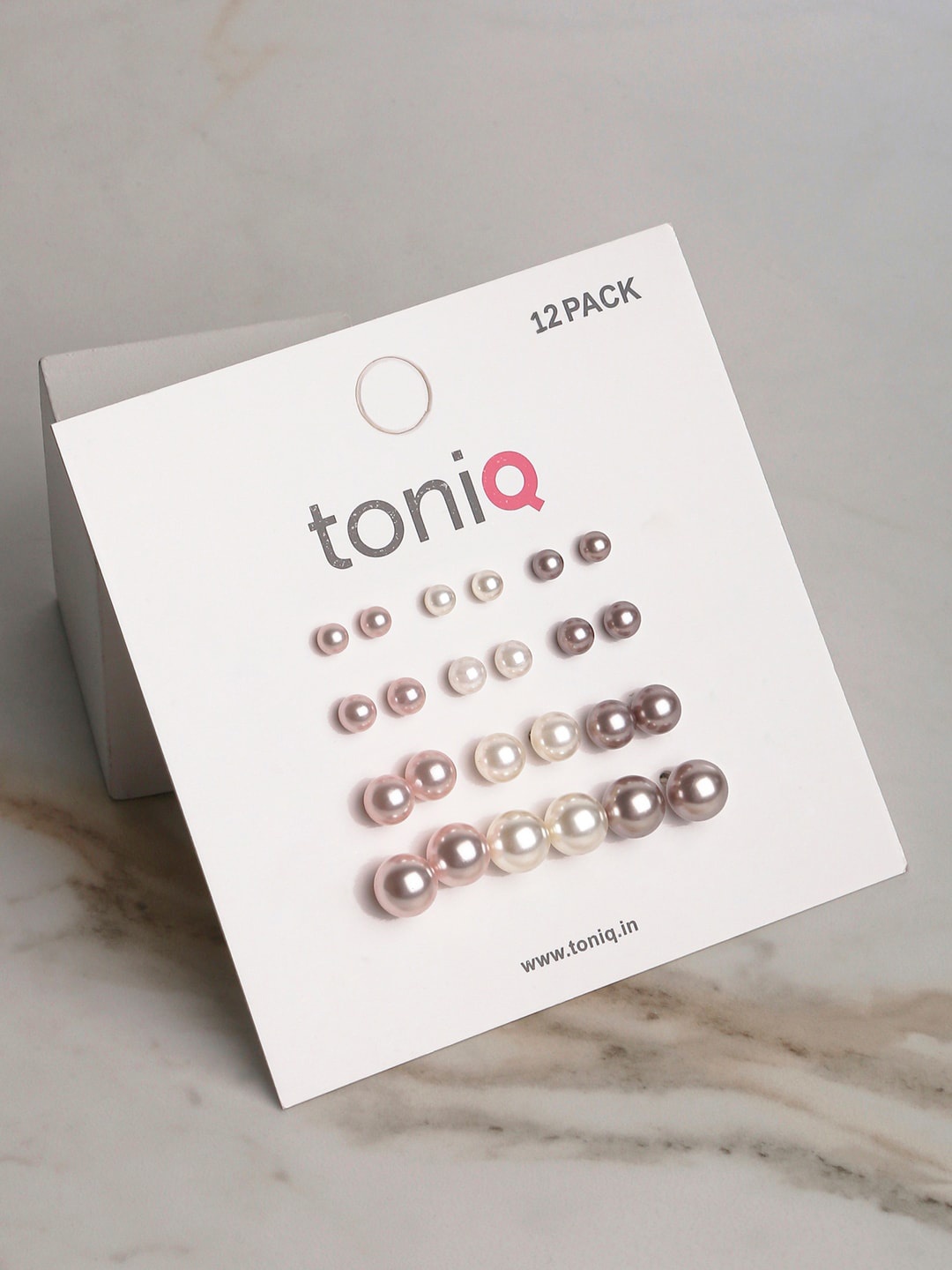 

ToniQ Set Of 12 Circular Studs Earrings, White