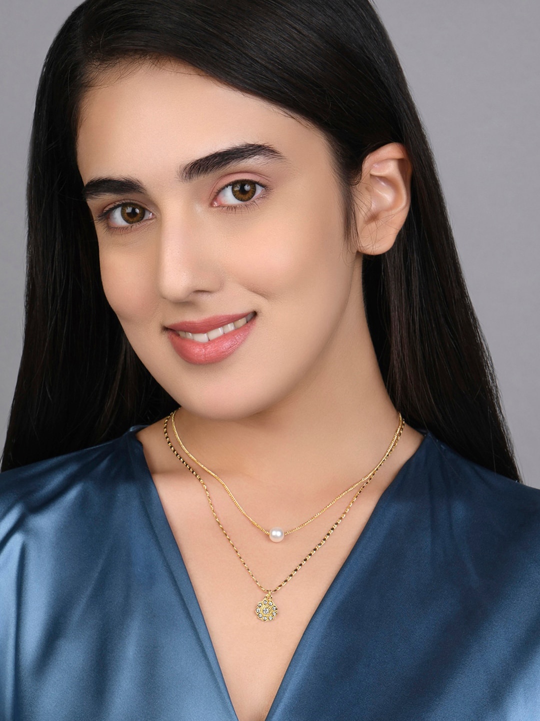 

ToniQ Gold-Plated Floral Layered Necklace