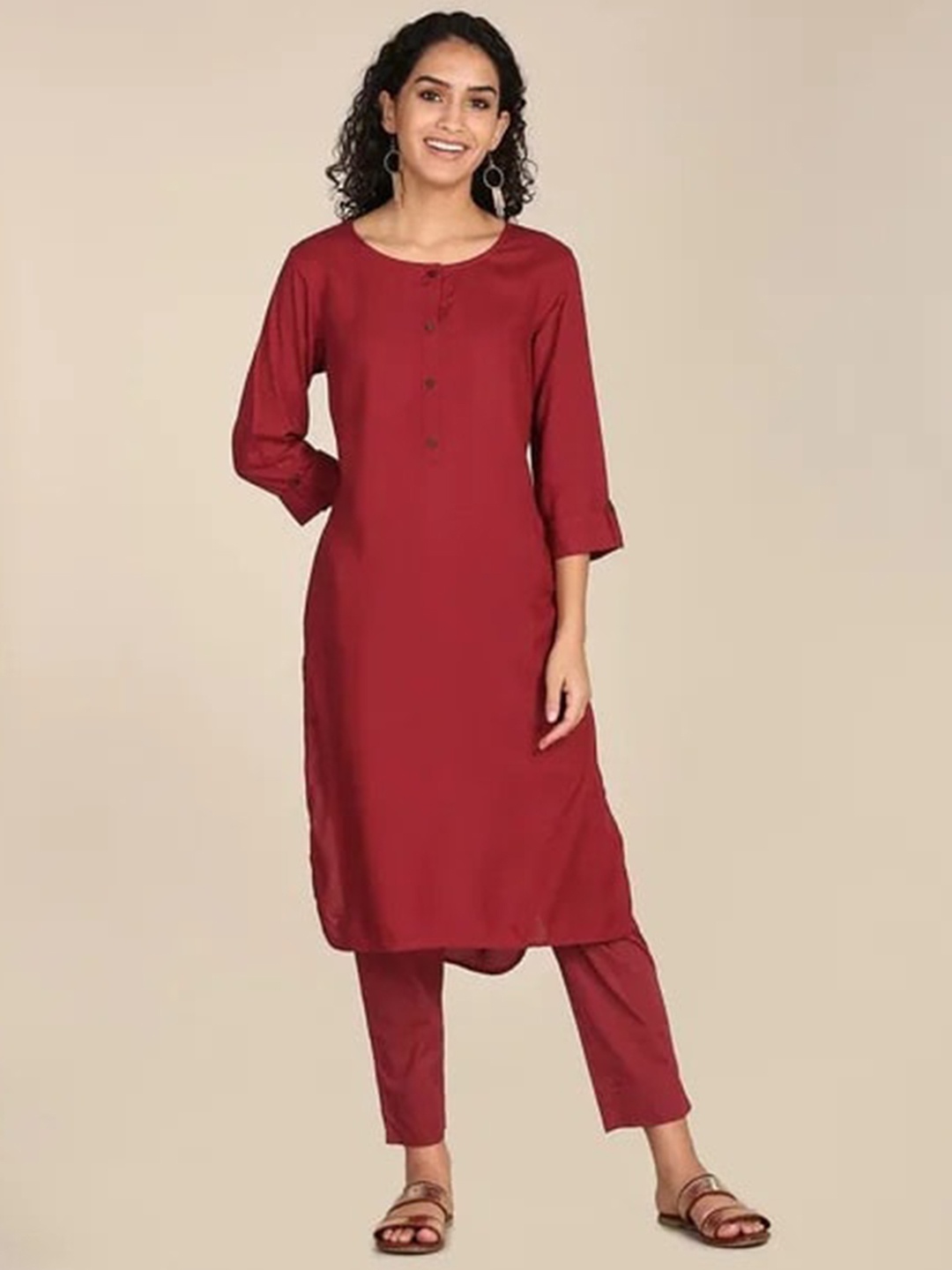 

BCZ Style Women High-Low Kurta, Maroon